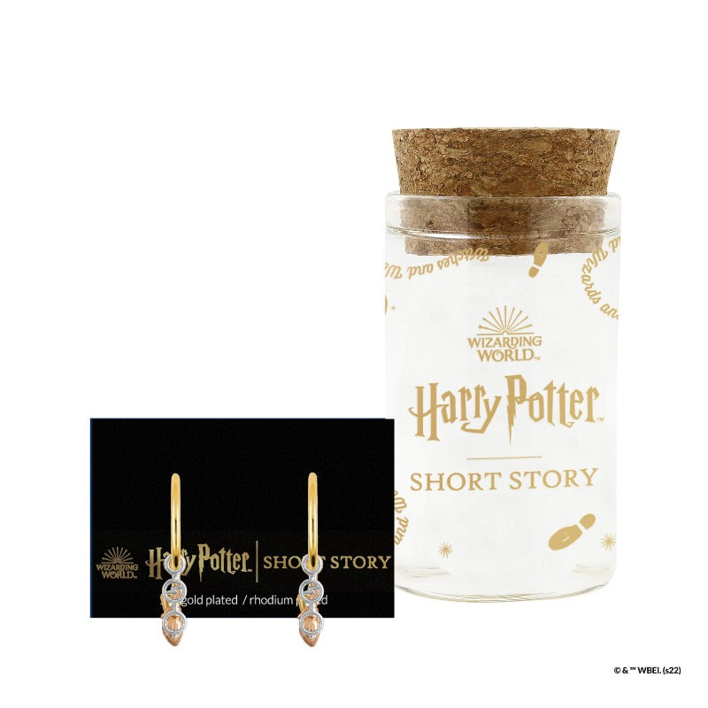 Short Story Harry Potter Hoop Trio Earrings with glass bottle and cork lid