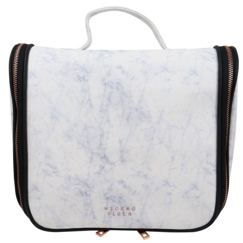 Light Gray Modern Marble Travel Bag with Hook Wicked Sista