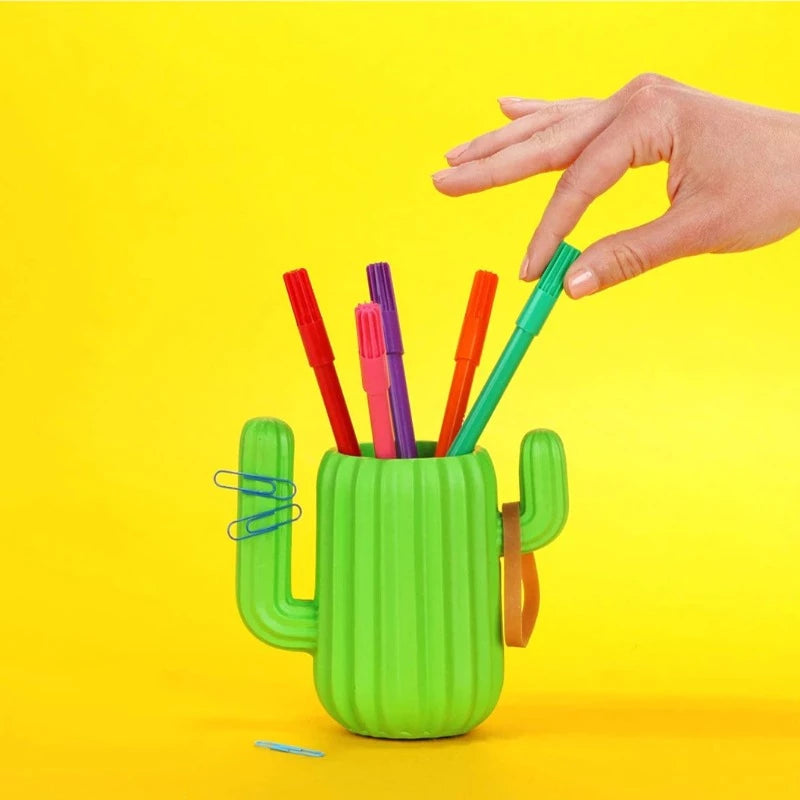 Yellow Green Cactus Desk Organiser Mustard