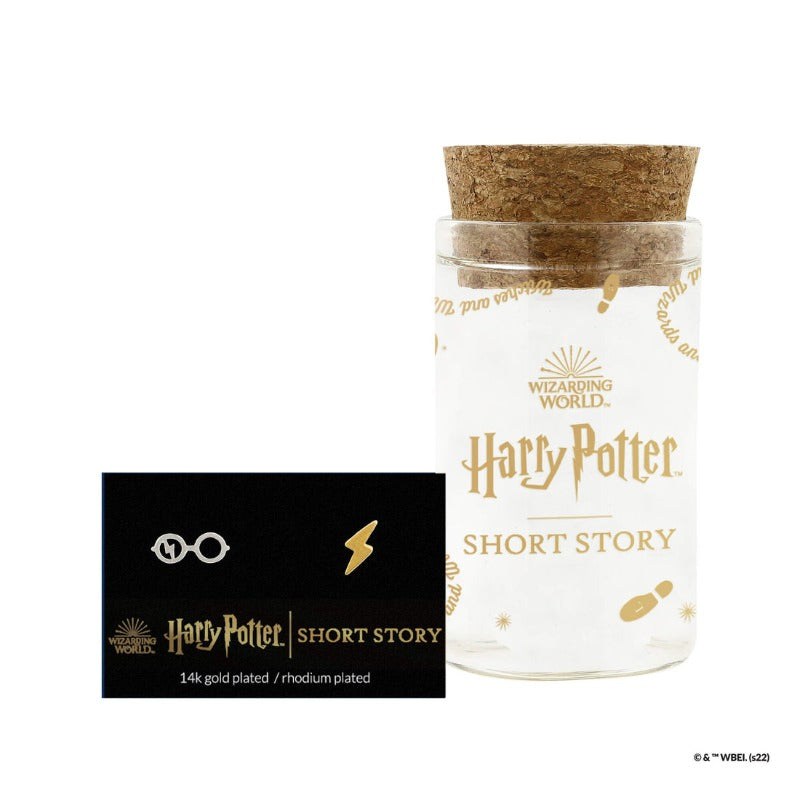 Harry Potter Glasses and Lightening Bolt Stud Earrings with Bottle