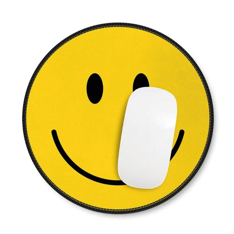 Gold Happy Face Mouse Mat Mustard