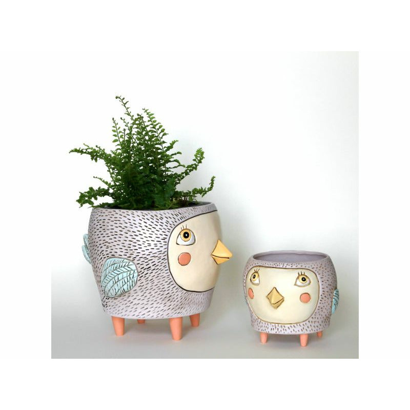 Light Gray Bye Bye Birdie Planter - Large Allen Designs