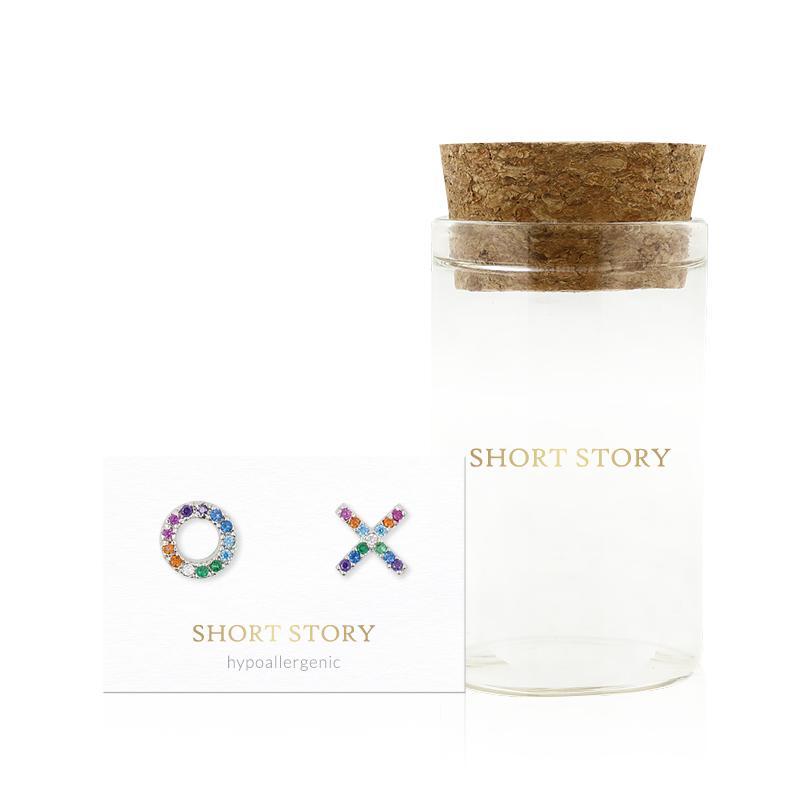 Diamante XO Rainbow Earrings with glass gifting jar