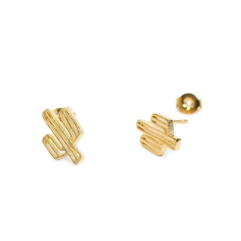 Tan Earring Cactus Gold SHORT STORY