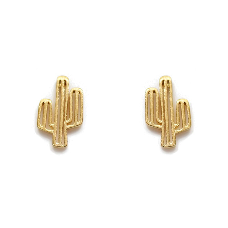 Gold Cactus Outline Earrings