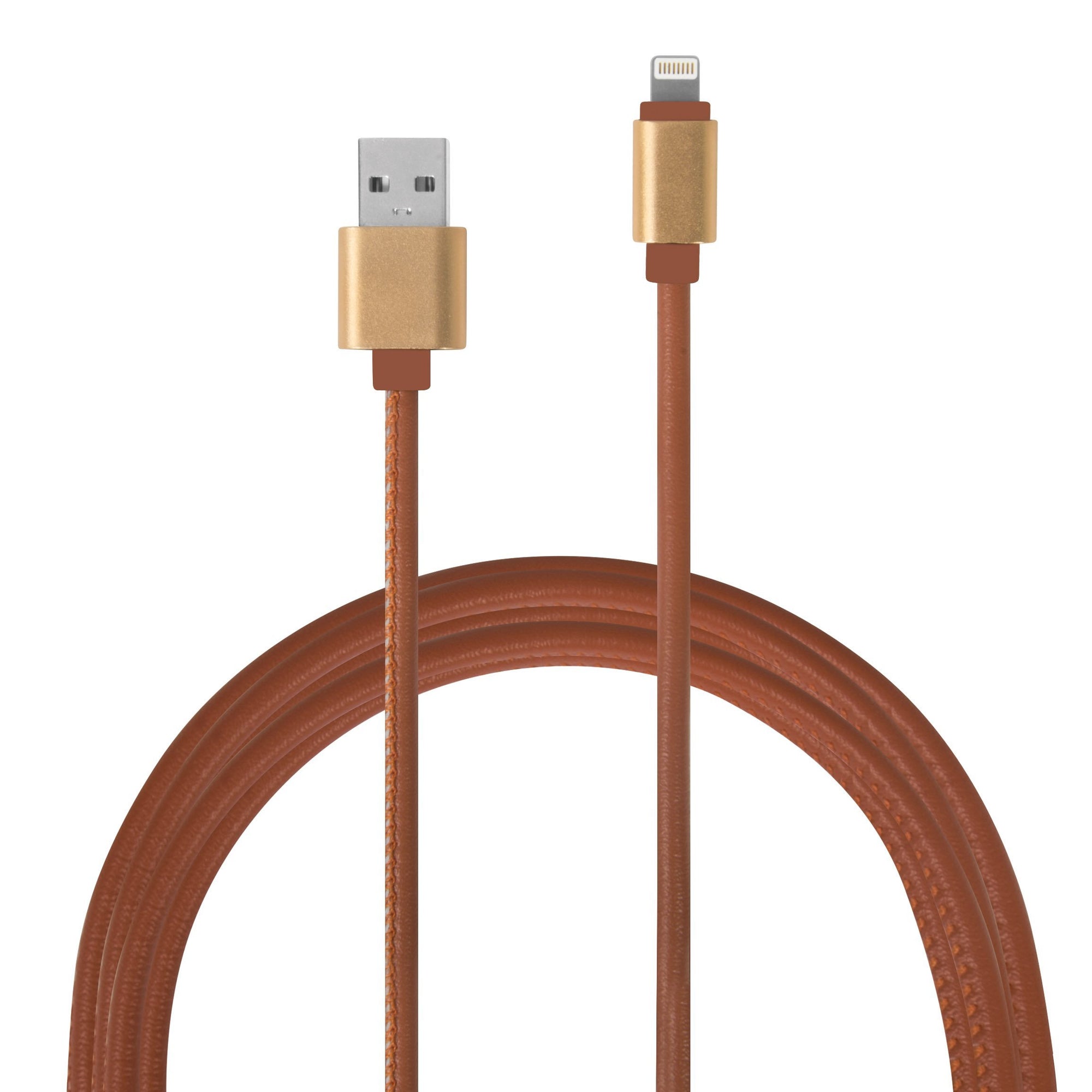 Beige Android/IOS PU Leather USB Charging Cable - 2mtr IS Gifts